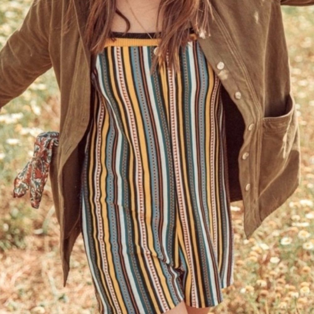 Zara Bohemian, Boho, Romper Multicolor Striped Comfortable NWOT Size L - Picture 2 of 12